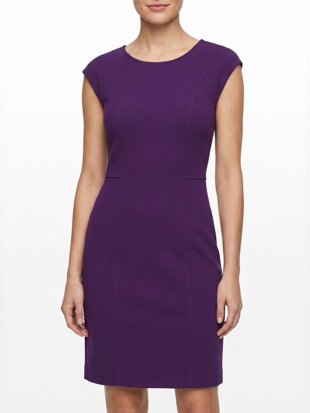 DKNY Purple Plum Sheath Dress Size 4 Cap Sleeve Career Work Office